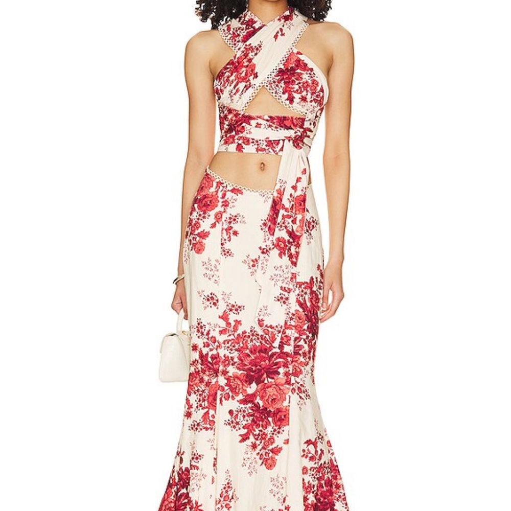 LPA Top AND SKIRT 532 in Red & Cream Floral size small new without tags